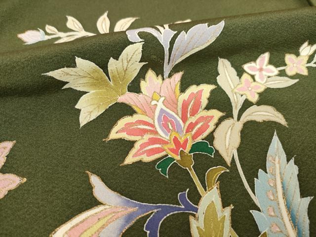 平和屋着物●訪問着　更紗花文　金彩　正絹　逸品　AABH8790ck