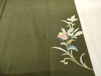 平和屋着物●訪問着　更紗花文　金彩　正絹　逸品　AABH8790ck