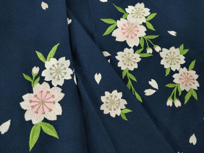 平和屋着物●女性　行灯袴　友禅　刺繍　桜　洗える着物　AABH8792ck