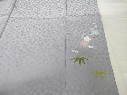 平和屋着物●訪問着　友禅　駒刺繍　扇面吉祥花文　暈し染め　金彩　正絹　逸品　AABH8794ck