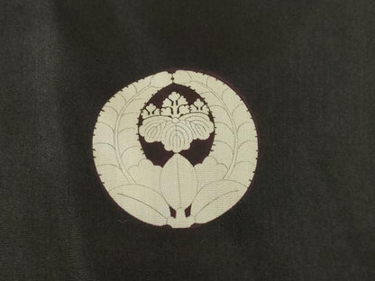 平和屋着物●男性　黒紋付　正絹　逸品　AABH8797ck