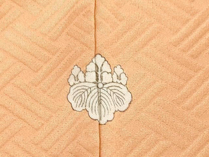 平和屋着物●上質な色無地　篭目地紋　深支子色　正絹　逸品　AABH8800ck