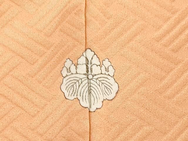 平和屋着物●上質な色無地　篭目地紋　深支子色　正絹　逸品　AABH8800ck
