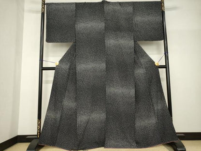 平和屋着物●上質な小紋　大小あられ　黒地　正絹　逸品　未使用　AABH8802ck