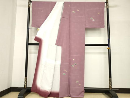 平和屋着物●螺鈿作家　藤本隆士　訪問着　螺鈿　箔散らし笹文　金彩　正絹　逸品　AABH8803ck