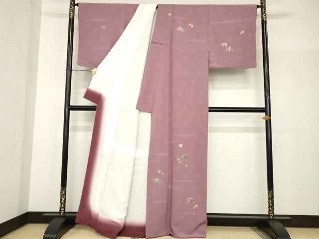 平和屋着物●螺鈿作家　藤本隆士　訪問着　螺鈿　箔散らし笹文　金彩　正絹　逸品　AABH8803ck