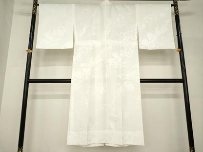 平和屋着物●長襦袢　無双仕立て　草花地紋　白色　正絹　逸品　AABH8805ck