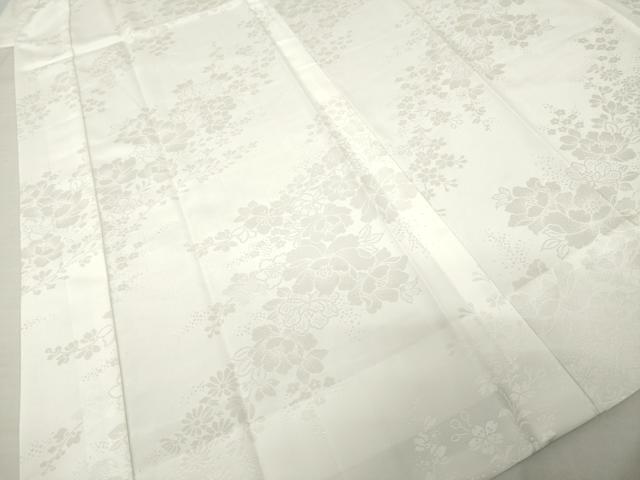 平和屋着物●長襦袢　無双仕立て　草花地紋　白色　正絹　逸品　AABH8805ck 平和屋着物○長襦袢 無双仕立て 草花地紋 白色 正絹 逸品 AABH8805ck