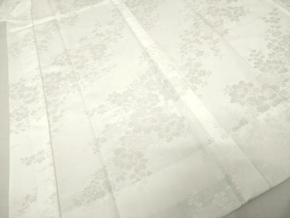 平和屋着物●長襦袢　無双仕立て　草花地紋　白色　正絹　逸品　AABH8805ck