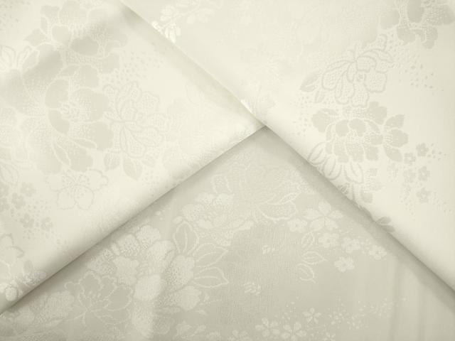 平和屋着物●長襦袢　無双仕立て　草花地紋　白色　正絹　逸品　AABH8805ck 平和屋着物○長襦袢 無双仕立て 草花地紋 白色 正絹 逸品 AABH8805ck