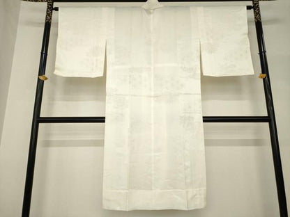 平和屋着物●長襦袢　無双仕立て　麻の葉花地紋　生成り色　正絹　逸品　AABH8806ck