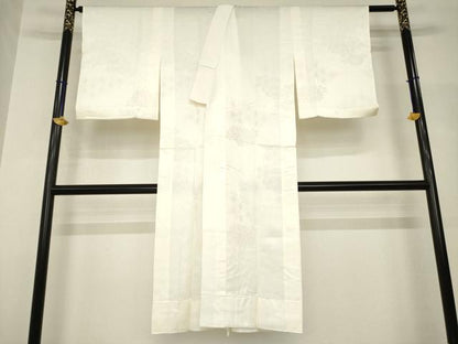 平和屋着物●長襦袢　無双仕立て　麻の葉花地紋　生成り色　正絹　逸品　AABH8806ck
