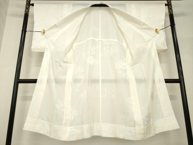 平和屋着物●長襦袢　無双仕立て　麻の葉花地紋　生成り色　正絹　逸品　AABH8806ck 平和屋着物○長襦袢 無双仕立て 麻の葉花地紋 生成り色 正絹 逸品
