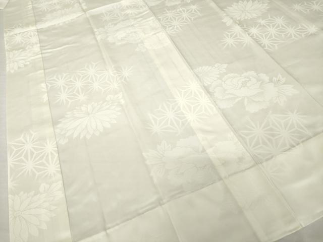 平和屋着物●長襦袢　無双仕立て　麻の葉花地紋　生成り色　正絹　逸品　AABH8806ck 平和屋着物○長襦袢 無双仕立て 麻の葉花地紋 生成り色 正絹 逸品