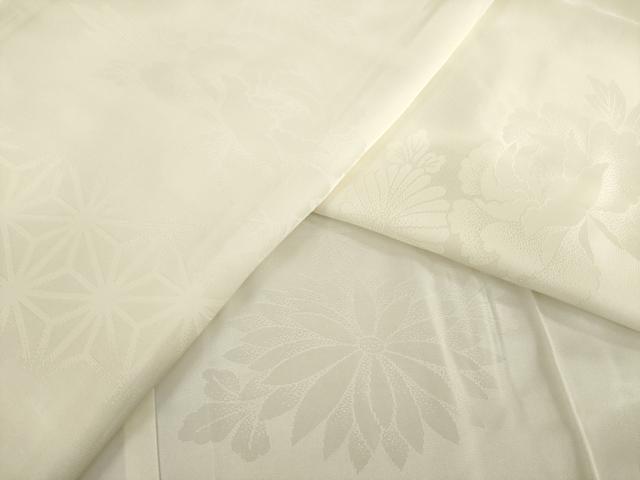 平和屋着物●長襦袢　無双仕立て　麻の葉花地紋　生成り色　正絹　逸品　AABH8806ck 平和屋着物○長襦袢 無双仕立て 麻の葉花地紋 生成り色 正絹 逸品