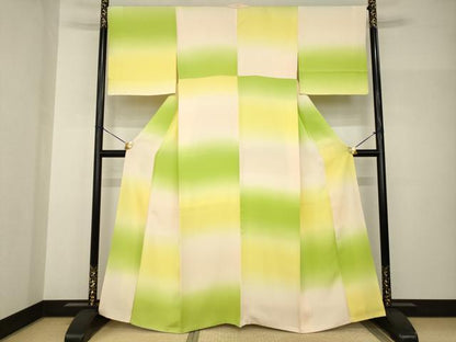 平和屋着物●上質な小紋　横段文　暈し染め　ますいわ屋扱い　正絹　逸品　AABH8811ck