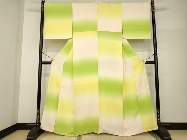 平和屋着物●上質な小紋　横段文　暈し染め　ますいわ屋扱い　正絹　逸品　AABH8811ck