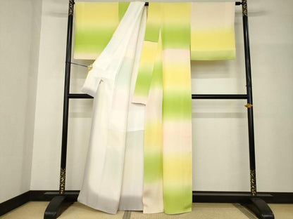 平和屋着物●上質な小紋　横段文　暈し染め　ますいわ屋扱い　正絹　逸品　AABH8811ck