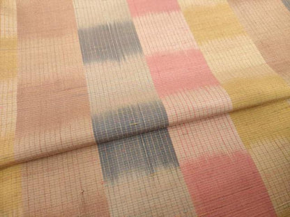 平和屋着物●上質な紬　市松文　正絹　逸品　AABH8812ck