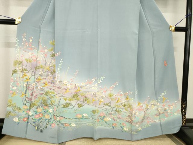 平和屋着物●本加賀友禅作家　百貫華峰　色留袖　花鳥文　正絹　逸品　AABH8817ck