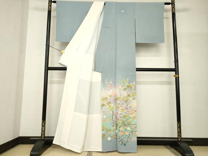 平和屋着物●本加賀友禅作家　百貫華峰　色留袖　花鳥文　正絹　逸品　AABH8817ck