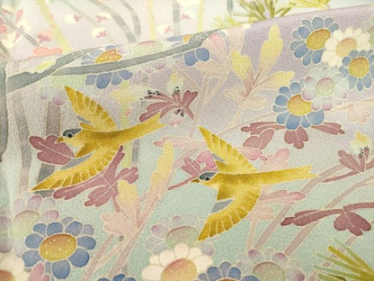 平和屋着物●本加賀友禅作家　百貫華峰　色留袖　花鳥文　正絹　逸品　AABH8817ck