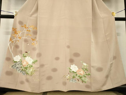 平和屋着物●豪華色留袖　手描き　花鳥文　正絹　逸品　未使用　AABH8818ck
