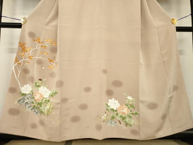 平和屋着物●豪華色留袖　手描き　花鳥文　正絹　逸品　未使用　AABH8818ck