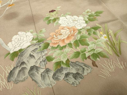 平和屋着物●豪華色留袖　手描き　花鳥文　正絹　逸品　未使用　AABH8818ck
