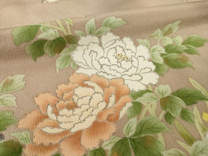 平和屋着物●豪華色留袖　手描き　花鳥文　正絹　逸品　未使用　AABH8818ck