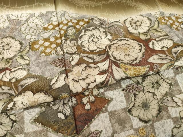 平和屋着物●訪問着　辻が花　流水花文　暈し染め　金彩　銀通し地　正絹　逸品　AABH8820ck