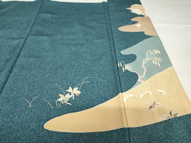 平和屋着物●訪問着　友禅　風景鴛鴦花文　金彩　正絹　逸品　AABH8823ck