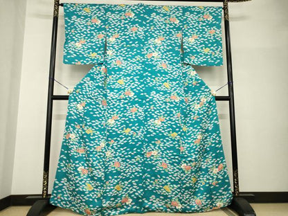 平和屋着物●創業460年・千總　小紋　椿　金彩　正絹　逸品　未使用　AABH8829ck