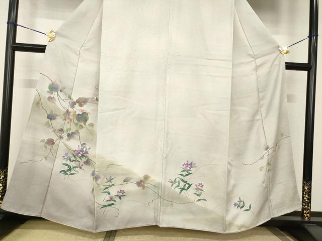 平和屋着物●訪問着　手描き　草花文　正絹　逸品　AABH8830ck
