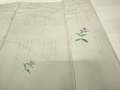 平和屋着物●訪問着　手描き　草花文　正絹　逸品　AABH8830ck