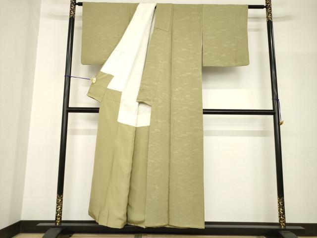 平和屋着物●上質な色無地　立波地紋　肥後煤色　正絹　逸品　AABH8831ck 平和屋着物○上質な色無地 立波地紋 肥後煤色 正絹 逸品 AABH8831ck