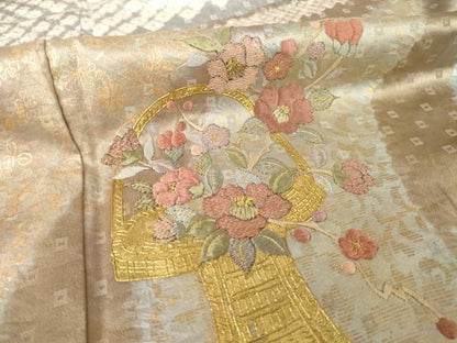 平和屋着物●訪問着　絞り　刺繍　飾花文　金彩　正絹　逸品　AABH8834ck