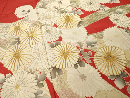 平和屋着物●豪華振袖　駒刺繍　蔓帯花文　金彩　正絹　逸品　AABH8837ck