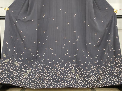 平和屋着物●訪問着　駒刺繍　舞桜文　正絹　逸品　AABH8841cs