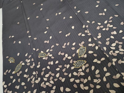 平和屋着物●訪問着　駒刺繍　舞桜文　正絹　逸品　AABH8841cs