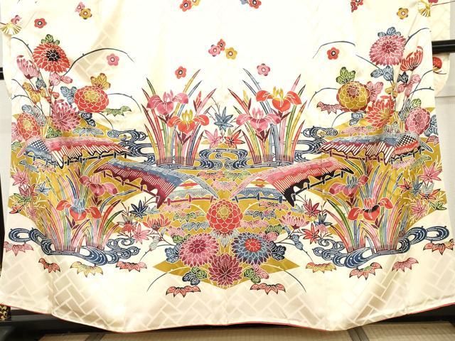 平和屋着物●豪華振袖　紅型　風景松竹梅文　正絹　逸品　AABH8843cs