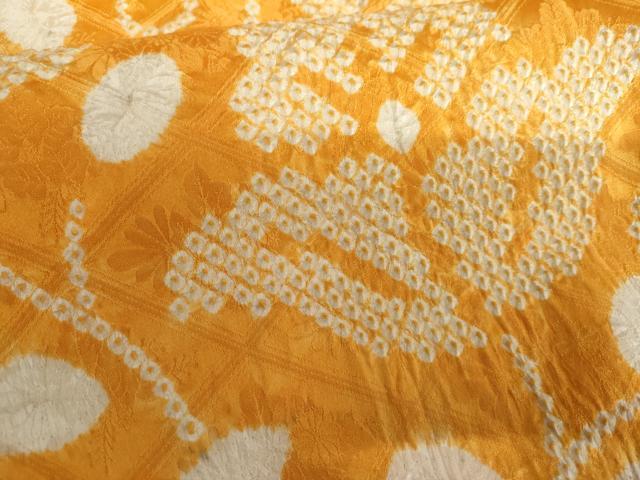 平和屋着物●豪華振袖　片身替わり　駒刺繍　絞り　更紗花鳥文　金彩　正絹　逸品　AABH8845cs