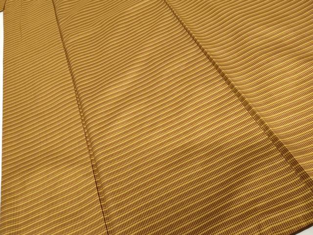 平和屋着物●黄八丈　綾織　紬　格子　正絹　逸品　AABH8849cs