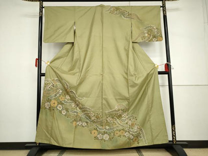 平和屋着物●白山紬　訪問着　辻が花　絞り　正絹　逸品　AABH8850cs