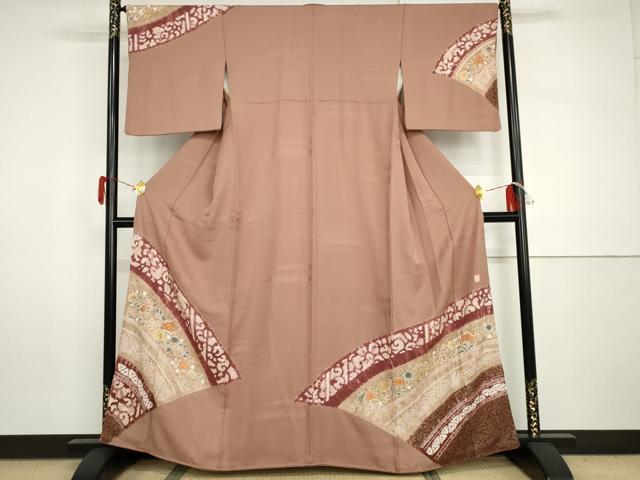 平和屋着物●十日町　名門　滝泰謹製　訪問着　絞り　更紗花文　金彩　正絹　逸品　AABH8851cs