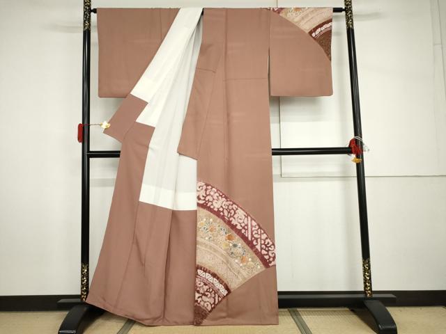 平和屋着物●十日町　名門　滝泰謹製　訪問着　絞り　更紗花文　金彩　正絹　逸品　AABH8851cs