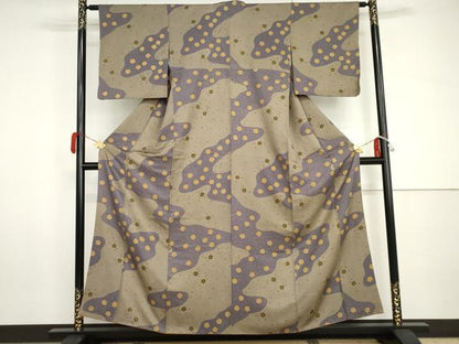 平和屋着物●上質な小紋　流水花文　金彩　正絹　逸品　AABH8853cs