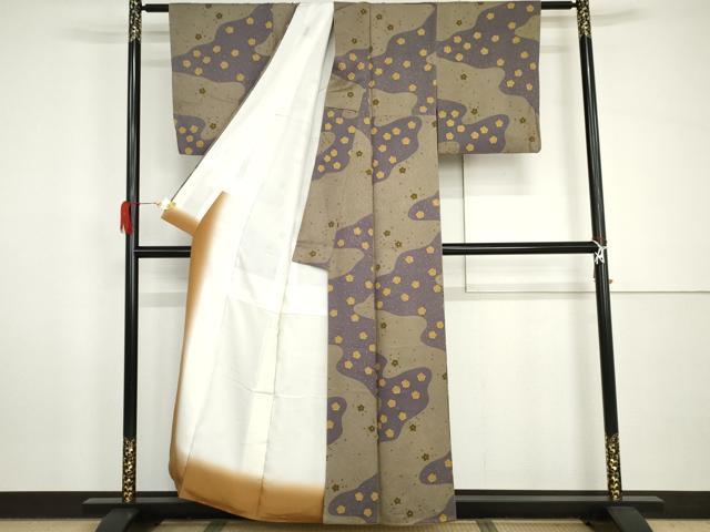 平和屋着物●上質な小紋　流水花文　金彩　正絹　逸品　AABH8853cs