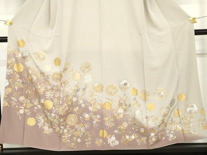 平和屋着物●訪問着　駒刺繍　雪輪草花文　暈し染め　金銀彩　金糸　ますいわ屋扱い　正絹　逸品　AABH8856cs