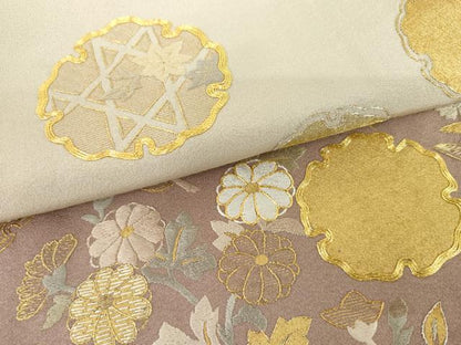 平和屋着物●訪問着　駒刺繍　雪輪草花文　暈し染め　金銀彩　金糸　ますいわ屋扱い　正絹　逸品　AABH8856cs